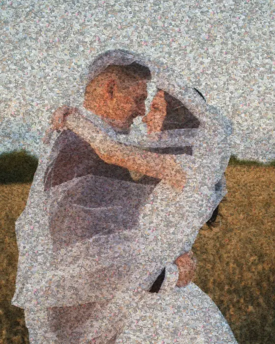 Wedding portrait in Voronoi cells