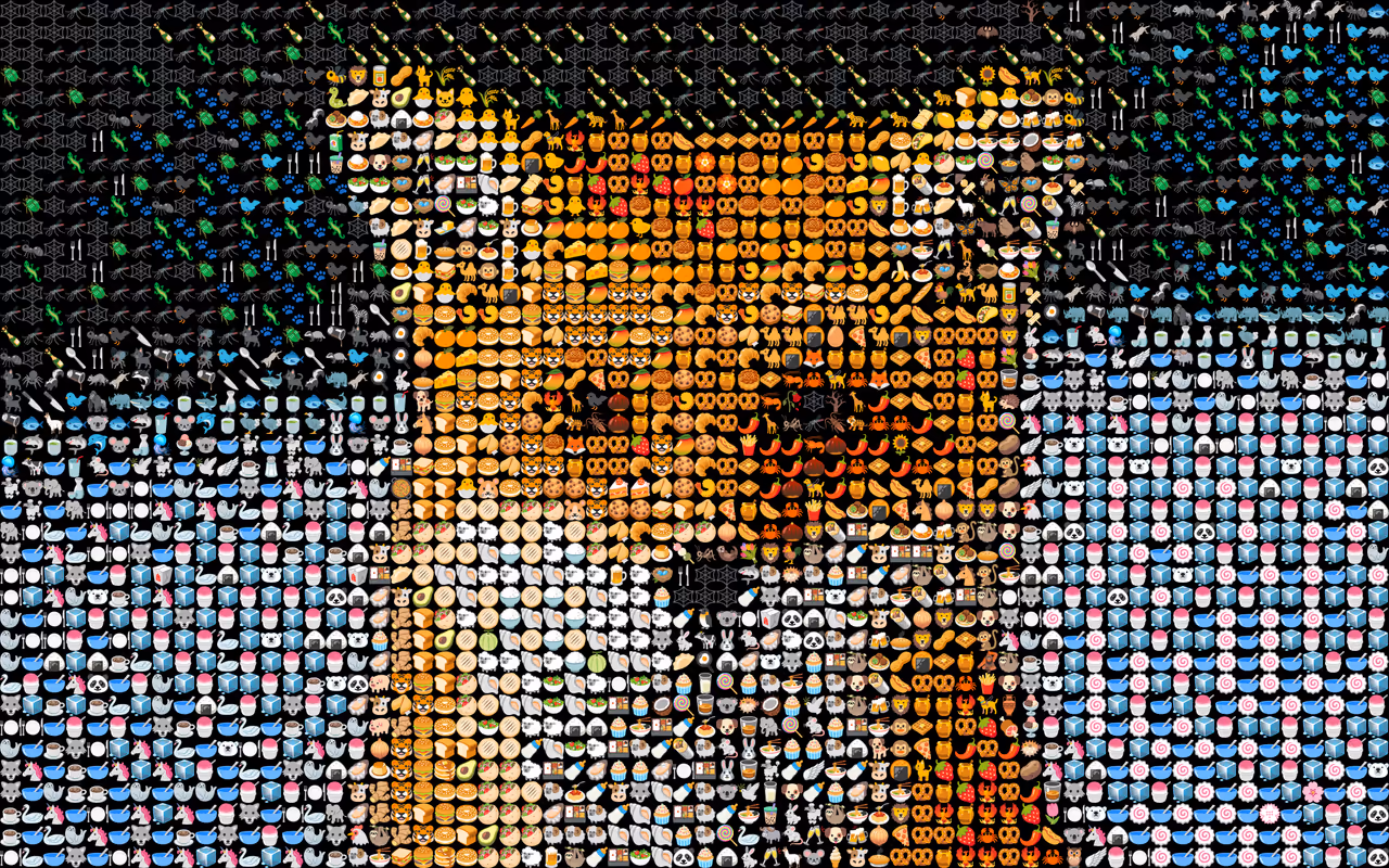 The fox photo as a mosaic of emoji